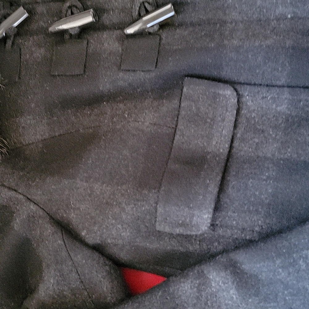 Halogen Wool Blend Faux Fur Black Gray Plaid Toggle Jacket size S - Picture 6 of 13